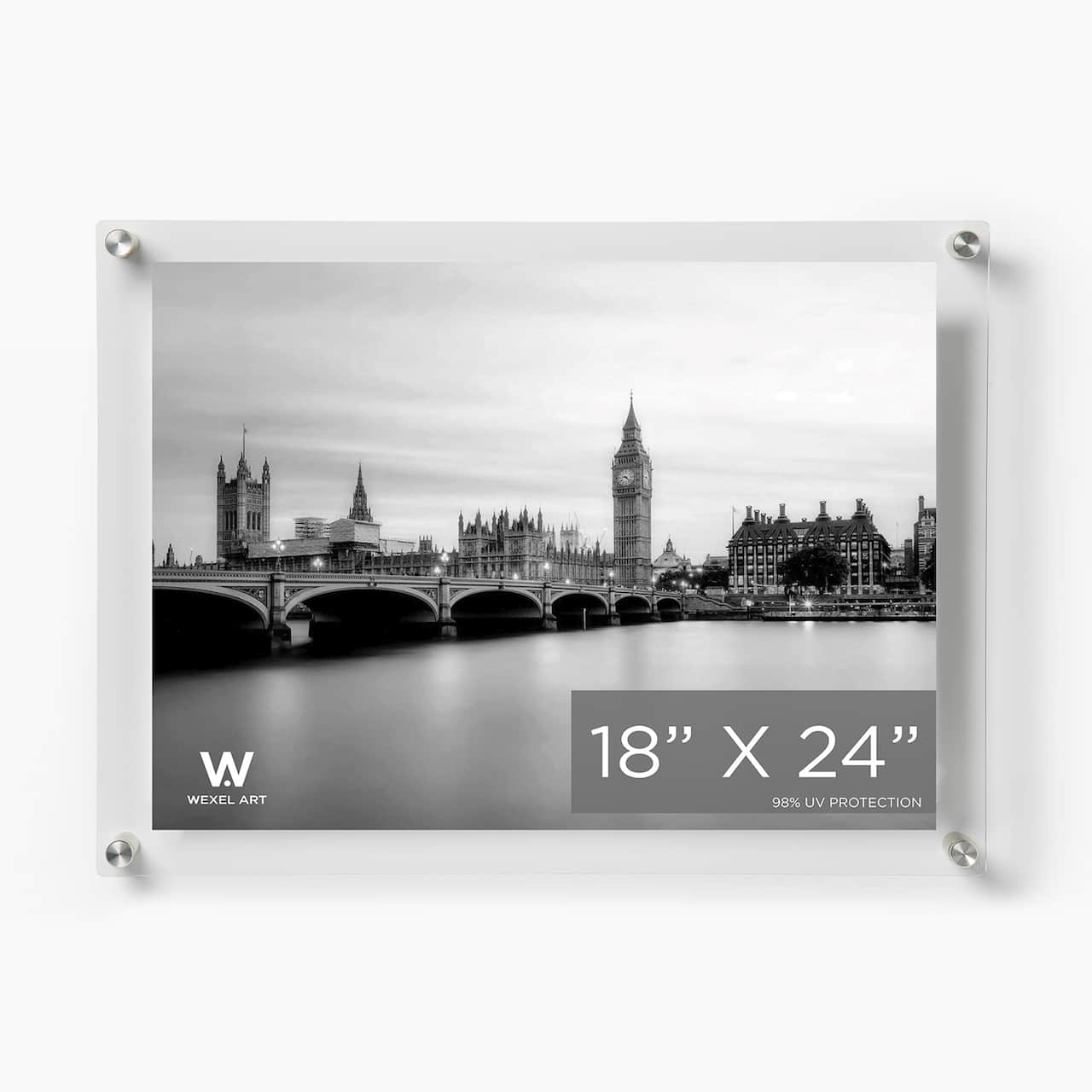 Wexel Art Double Panel Clear Acrylic Floating Wall Frame with Silver Hardware